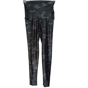 Emily Hsu Womens S Gray Metallic Star Camo Print High Waisted Leggings Stretch